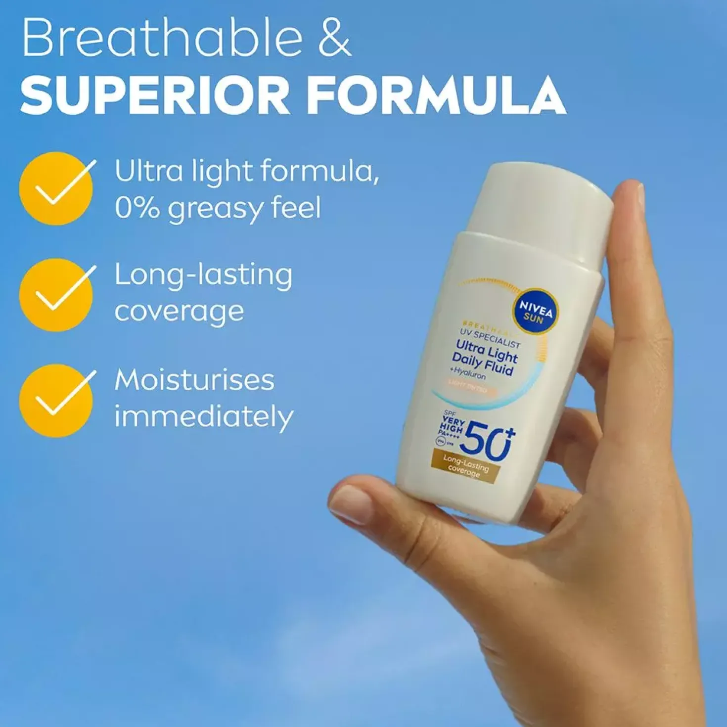 NIVEASUN UV Face Specialist Ultra Light Daily Fluid, Light Tinted SPF 50+ 40 ml