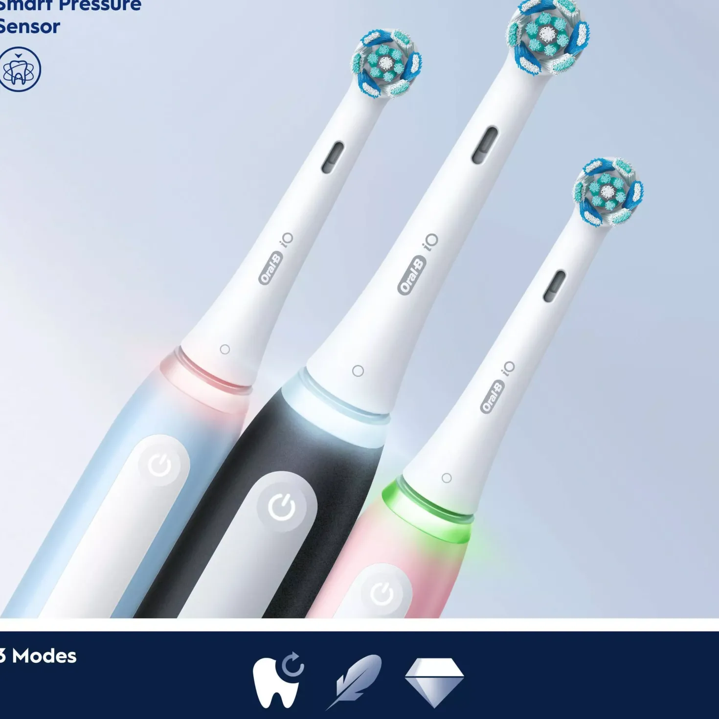 Oral B iO 3 Black & Blue Electric Toothbrushes Designed By Braun