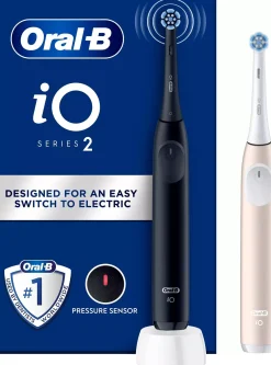 Oral B iO 2 Duo-pack Electric Toothbrushes Night Black & Calm Pink