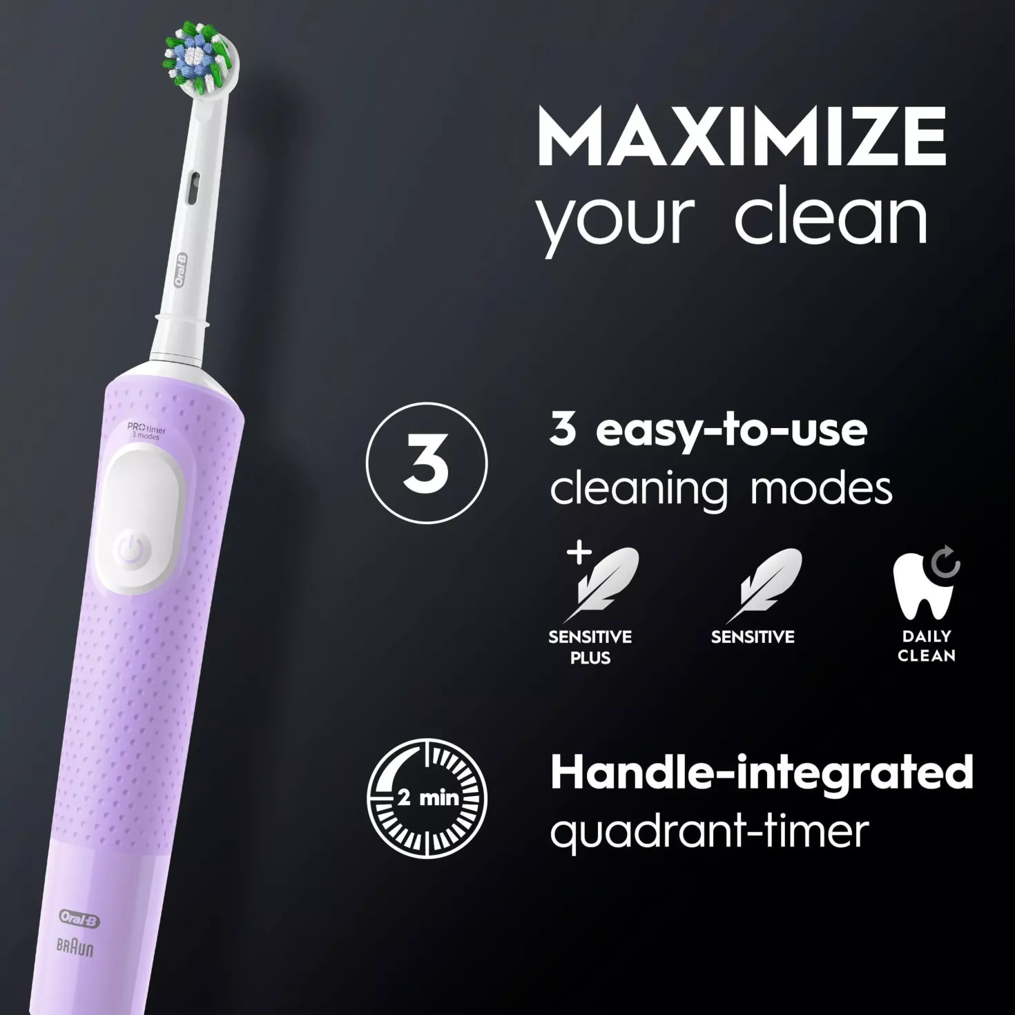 Oral B Vitality Pro Electric Toothbrush 2 Brush heads Black