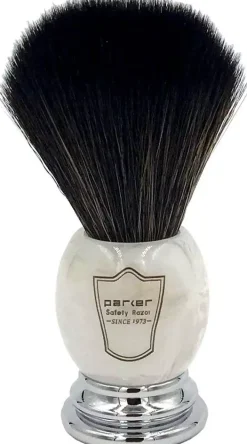 Parker Shaving Marbled Ivory Chrome Handle Black Synthetic Shave Bristle