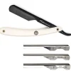 Parker Shaving PTAWK Adjustable Push w. 3 blade option White Handle Barber/Straight Razor