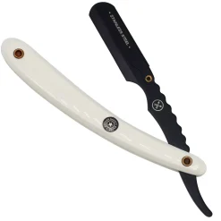 Parker Shaving SRWBA - White ABS Handle Clip Type Black Blade Holder Barber/Straight Razor