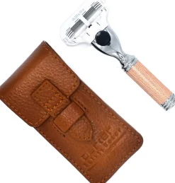 Parker Shaving TRVL-Ladies Venus Compatiable Rose Gold Textured Razor With Leather Case