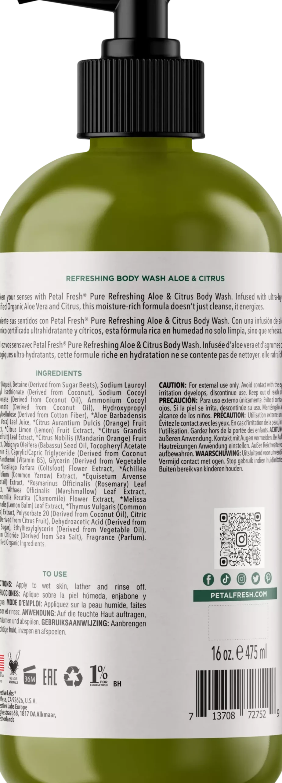 Petal FreshPure Aloe & Citrus Body Wash 473 ml