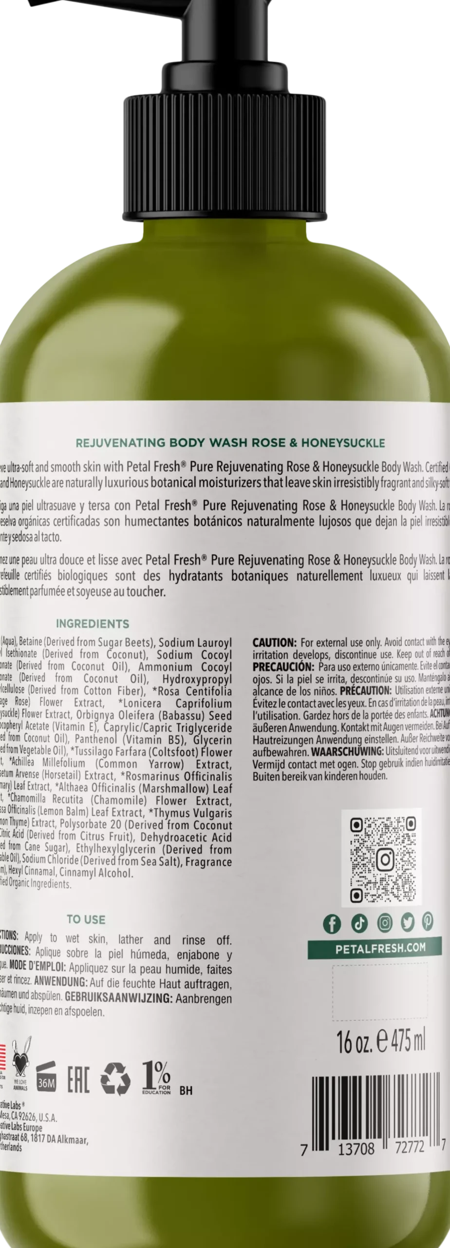 Petal FreshPure Rose & Honeysuckle Body Wash 473 ml