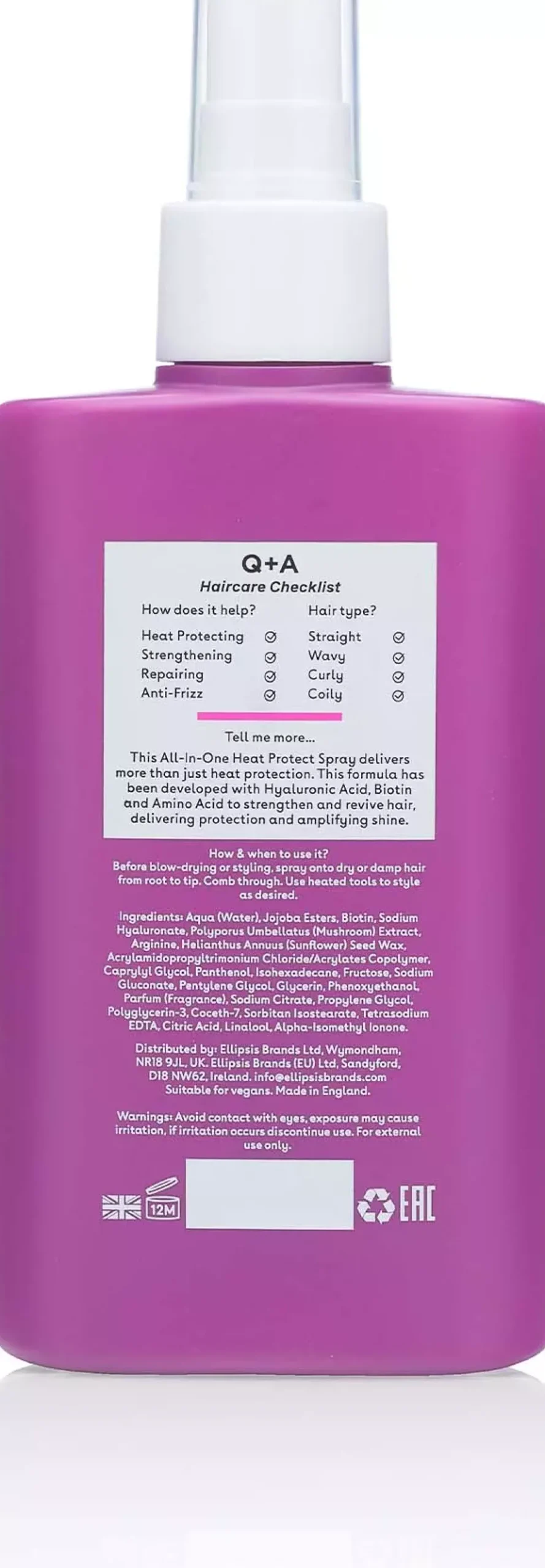 Q+A Heat Protect Hair Mist 150 ml
