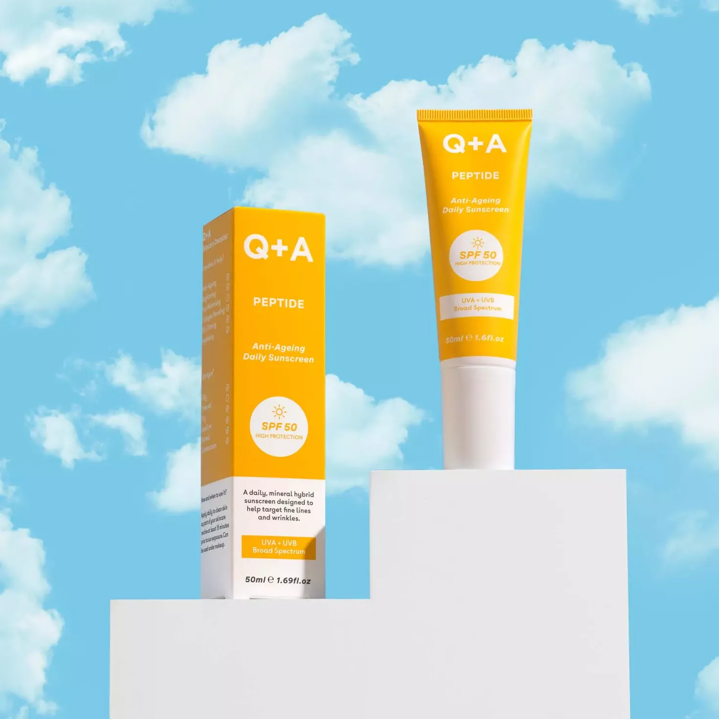 Q+A Peptide Renewing Face Sunscreen SPF 50 50 ml