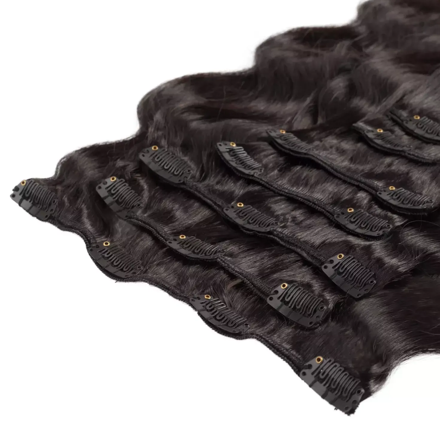 Rapunzel of Sweden Classic Clip-ins Beach Wave / Medium Volume / 7 pieces 60 cm 1.2 Black Brown