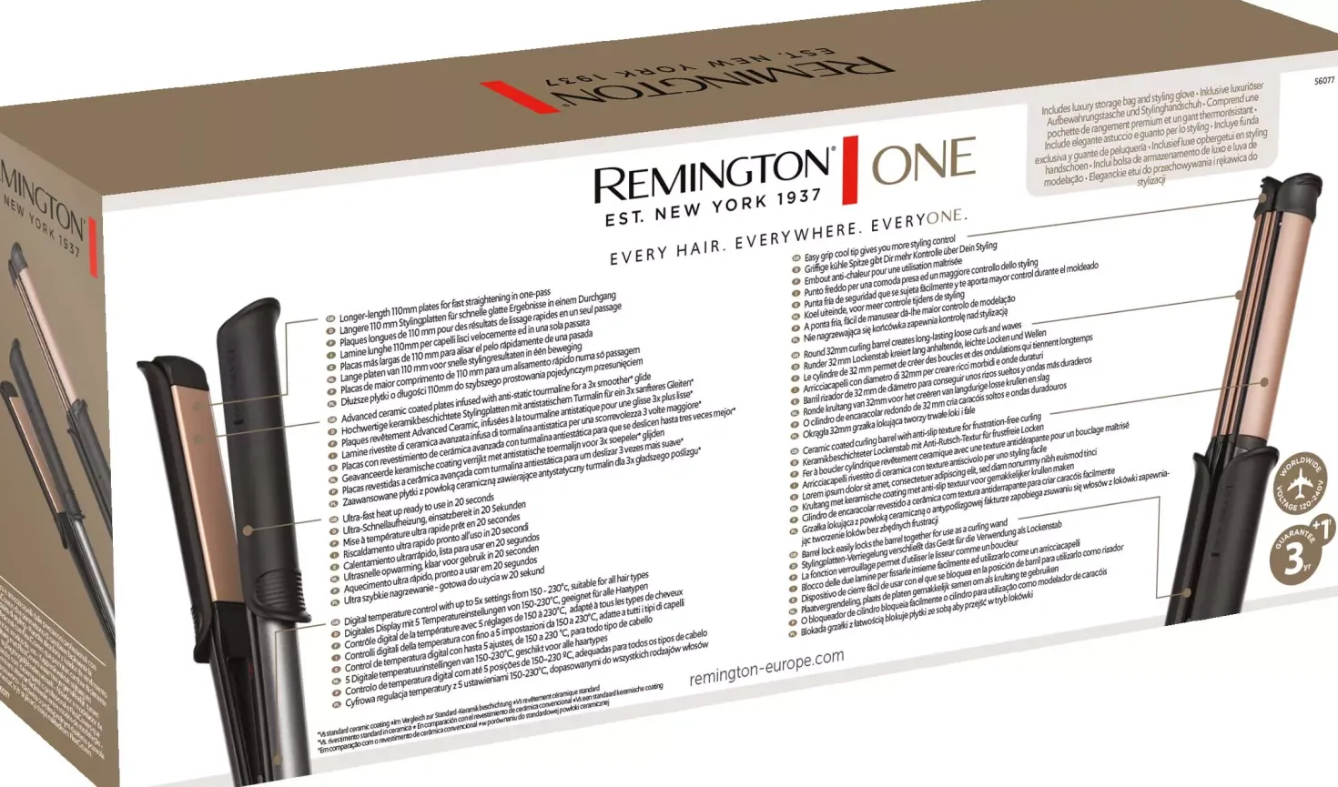 RemingtonONE Straight & Curl Styler S6077
