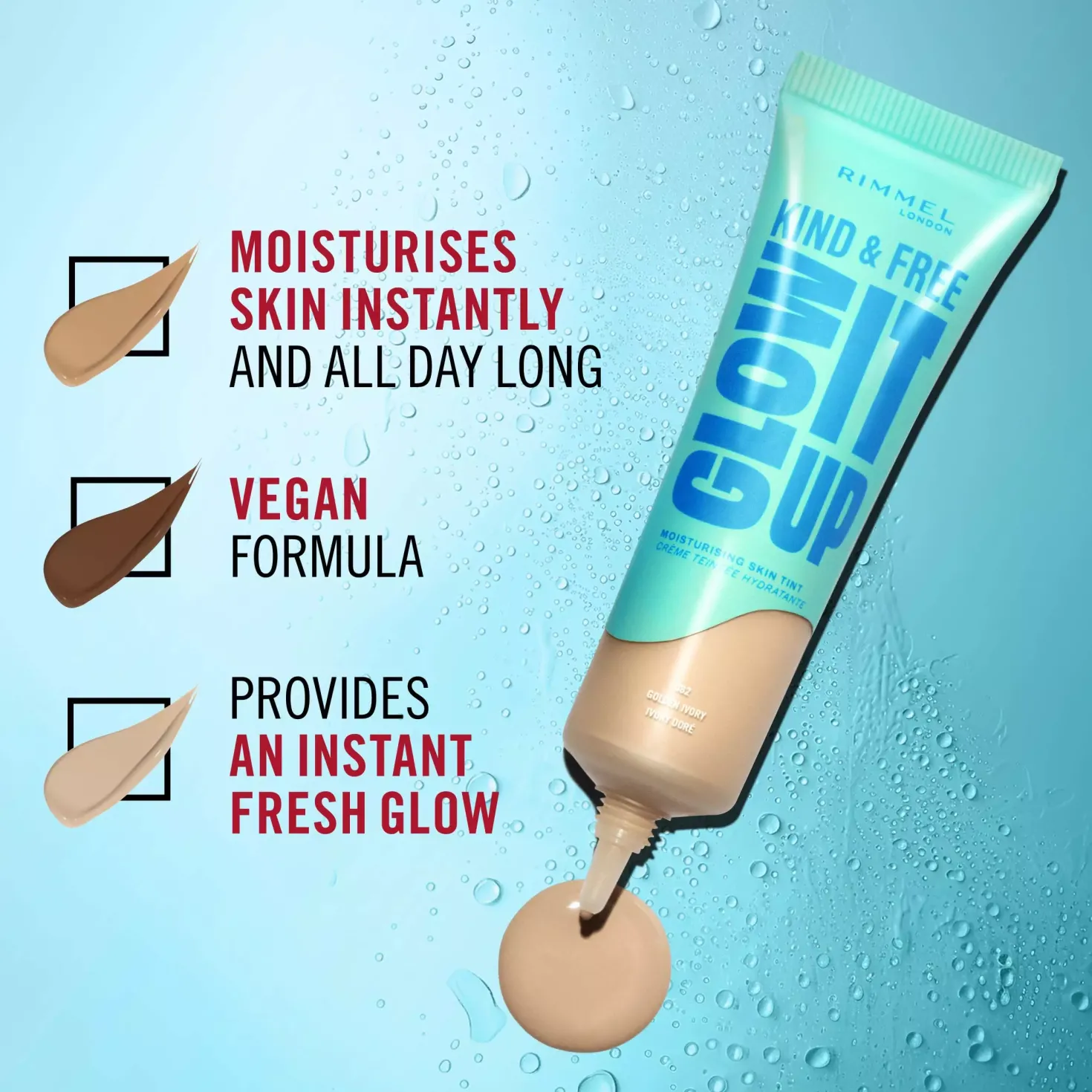RimmelKind & Free Glow It Up Moisturising Skin Tint 150 Rose Vanilla