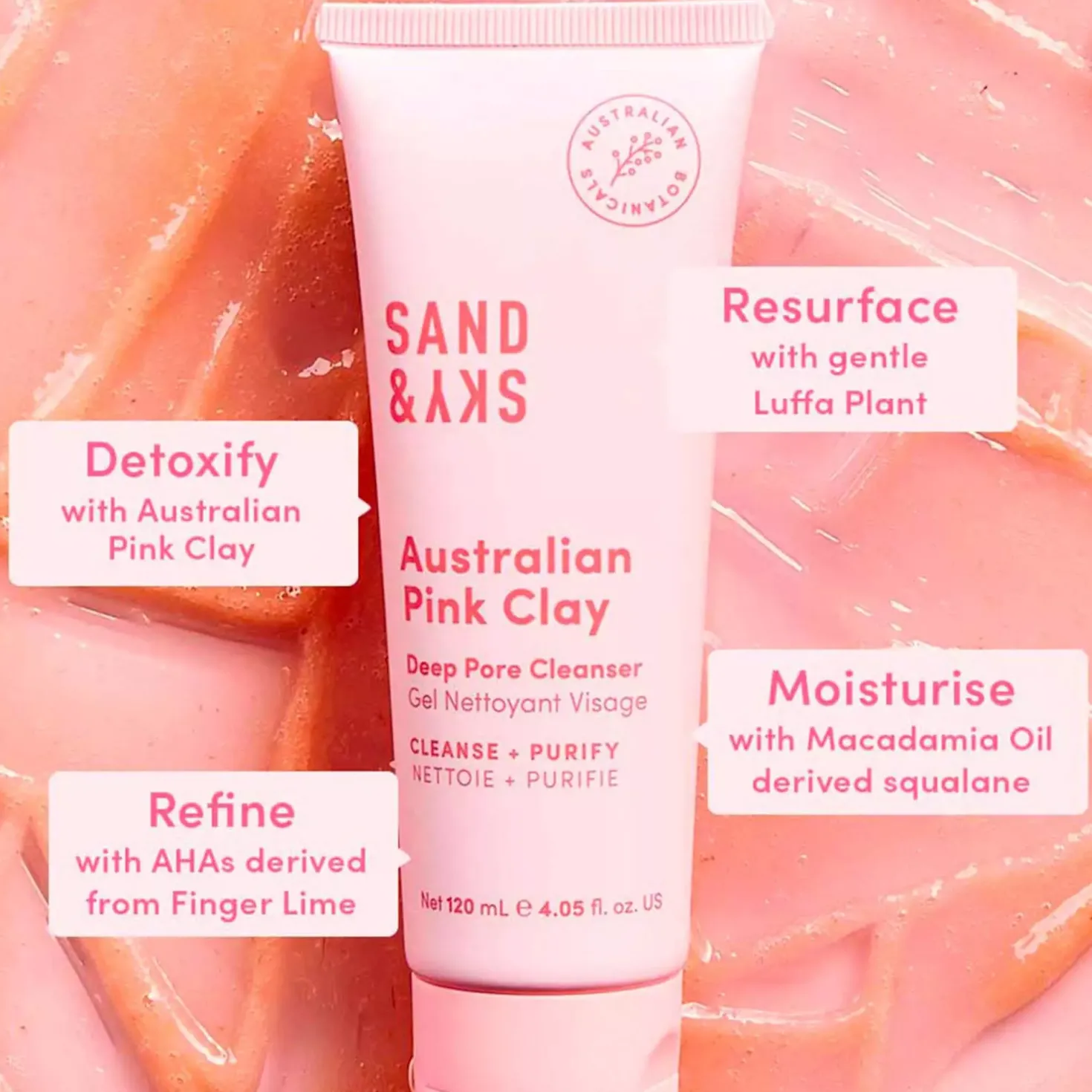 Sand & SkyAustralian Pink Clay Deep Pore Cleanser 120 ml