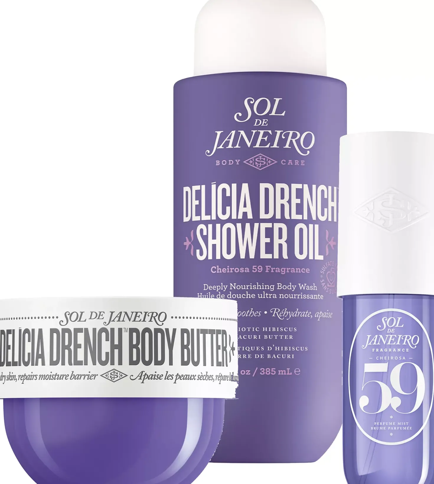 Sol De Janeiro Delicia Drench Bundle Shower Oil 385 Body Butter 75 ml Perfume Mist 90 ml