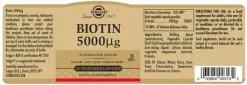Solgar Biotin 5000 μg Vegetable Capsules 100 stk