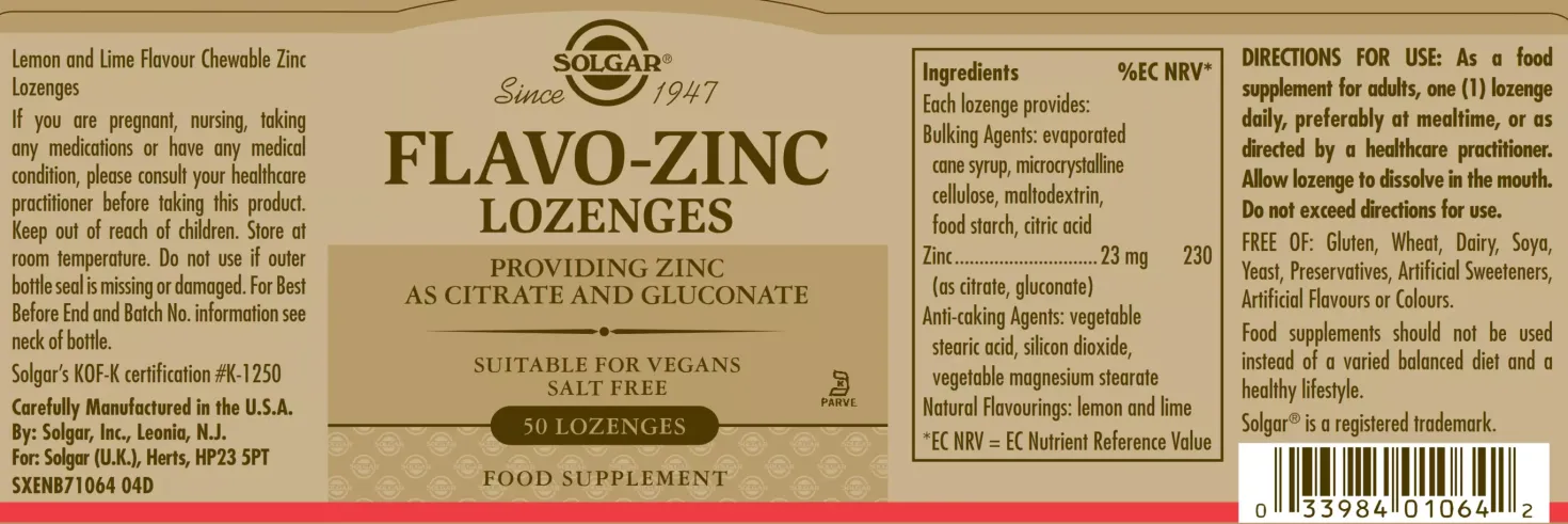 Solgar Flavo Zinc Lozenges 50 stk