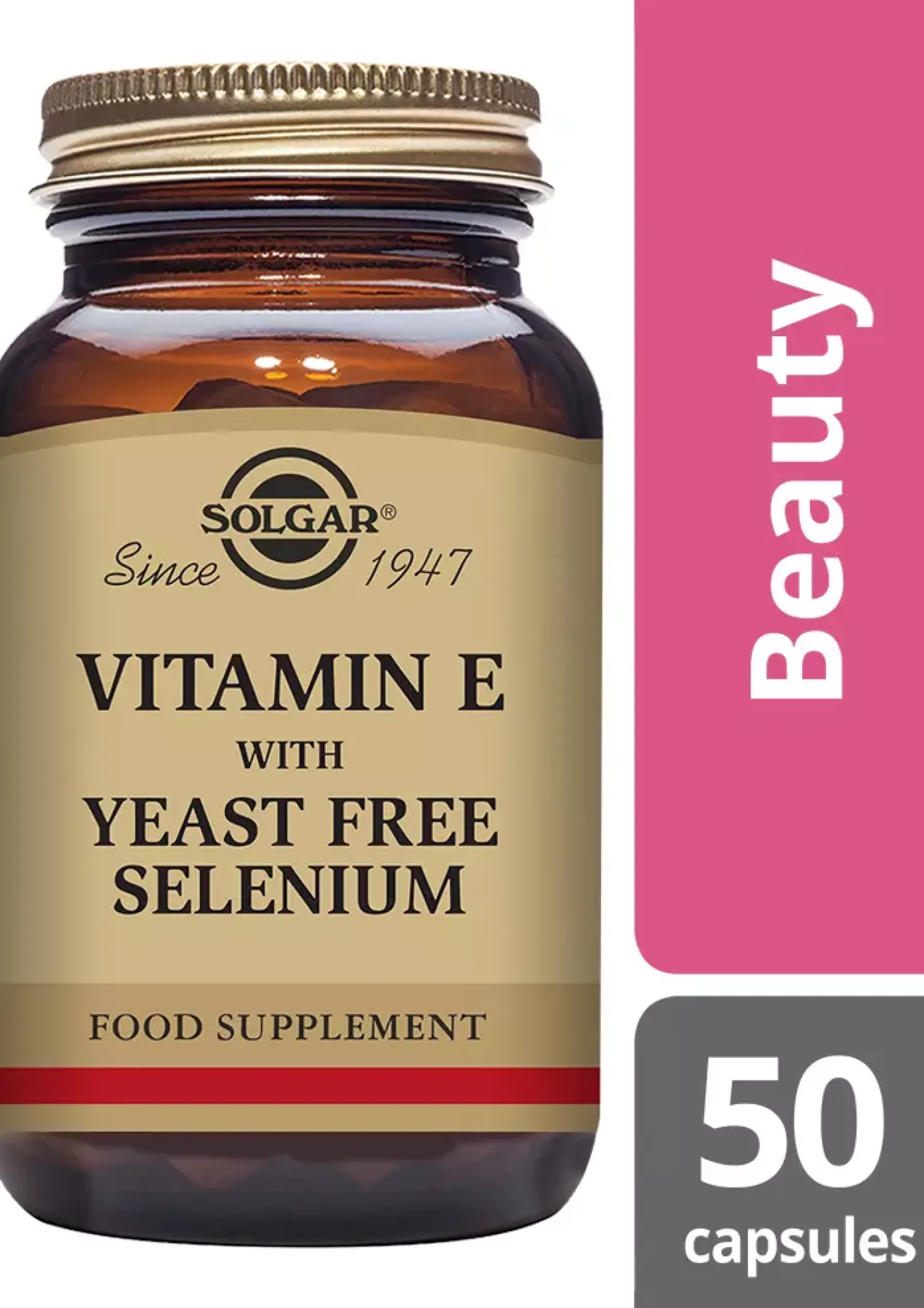Solgar Vitamin E with Yeast Free Selenium Vegetable Capsules 50 stk