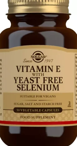Solgar Vitamin E with Yeast Free Selenium Vegetable Capsules 50 stk