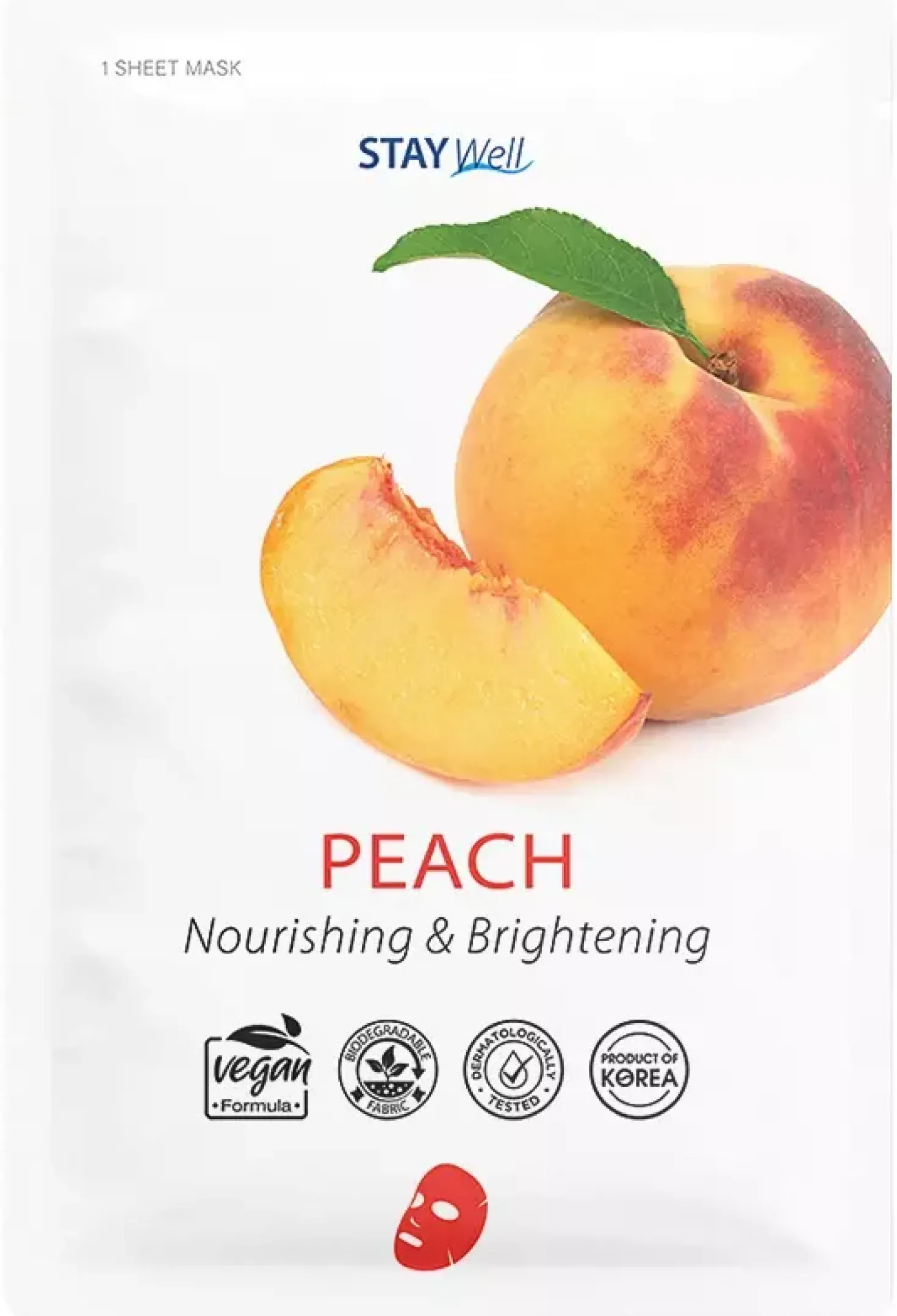 Stay Well Vegan sheet mask - Peach 20 g