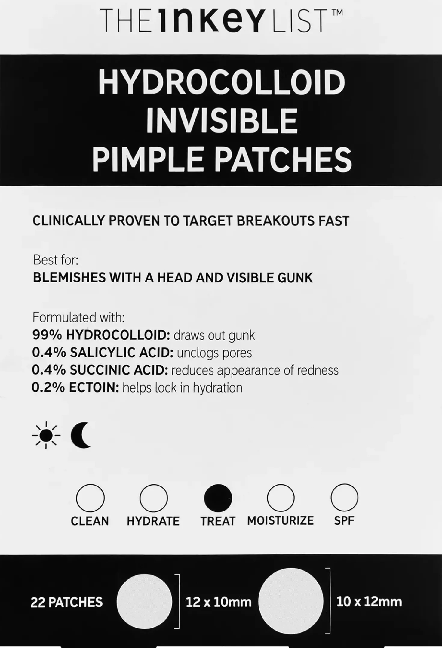 The Inkey List Hydrocolloid Invisible Pimple Patches 22 stk