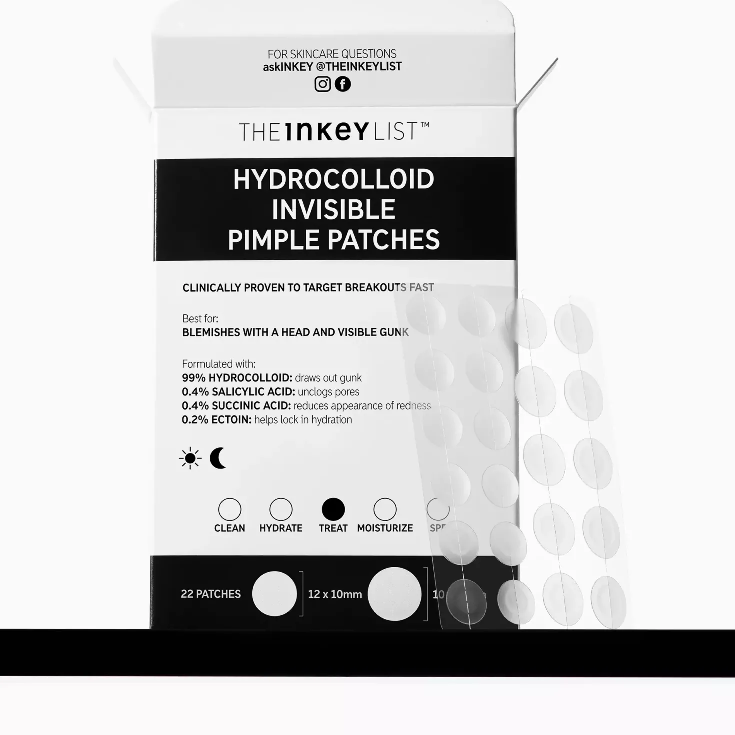 The Inkey List Hydrocolloid Invisible Pimple Patches 22 stk
