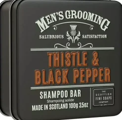 The Scottish Fine SoapsThistle & Black Pepper Shampoo Bar in a Tin 100 g